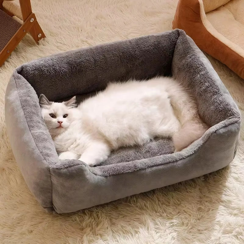 Cozy Winter Cat & Dog Bed - Plush Cushions for Ultimate Comfort and Warmth