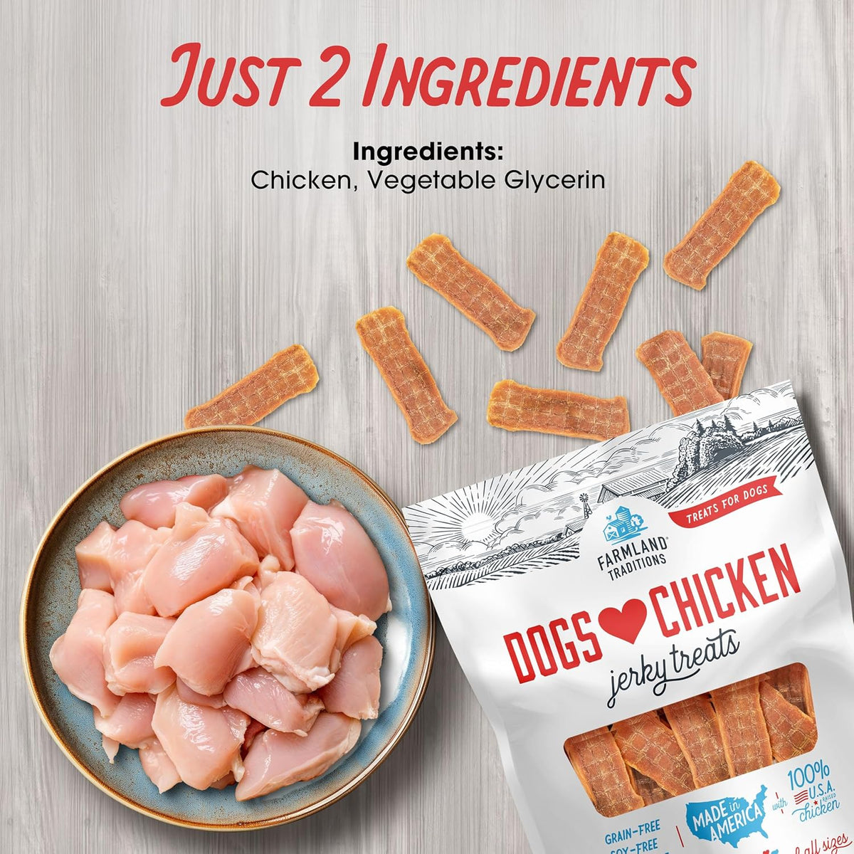 Premium Chicken Jerky Treats for Dogs - Filler Free, 3 Lb Bag